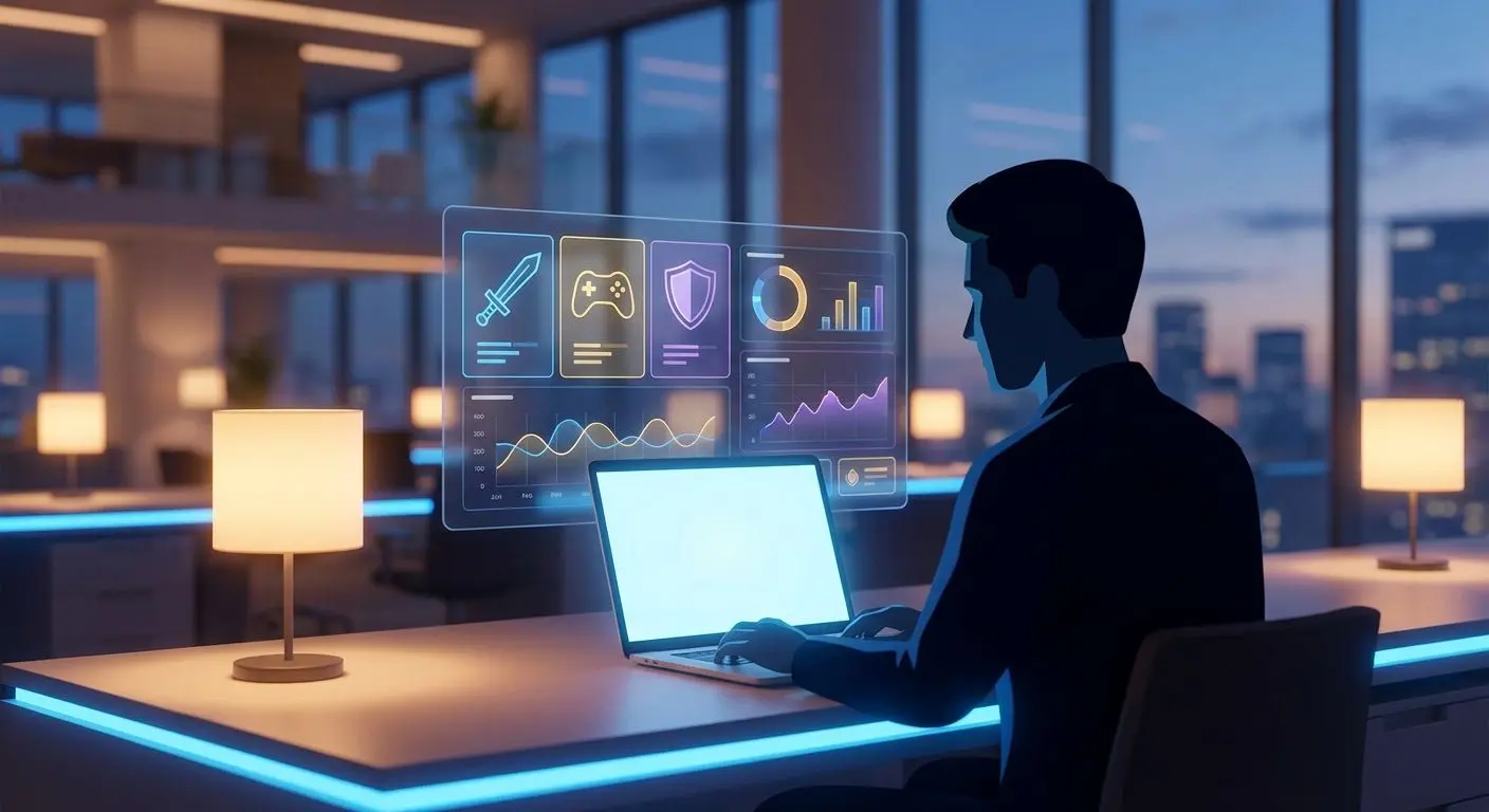 Autor e analista da página Avatar neutro de analista com elementos visuais de plataforma de jogo online