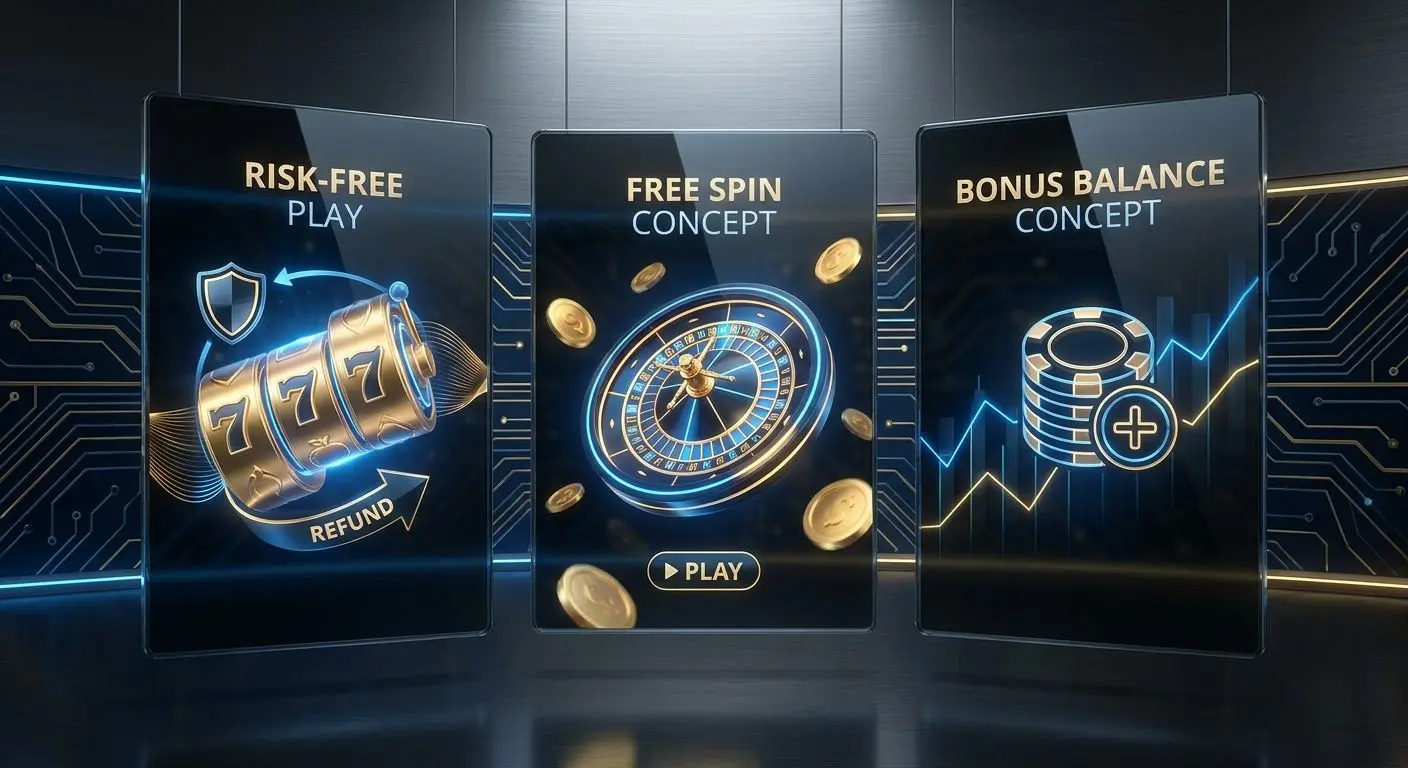 Tipos de ofertas de 20 euros Comparação visual entre saldo promocional, free spins e formato sem risco