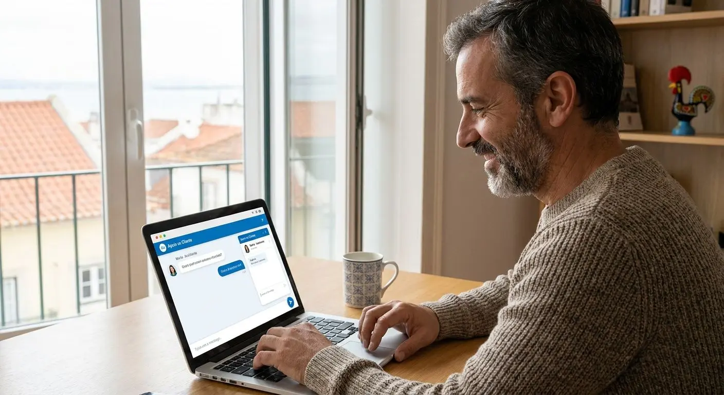 Interface de chat online da Solverde em ambiente português
