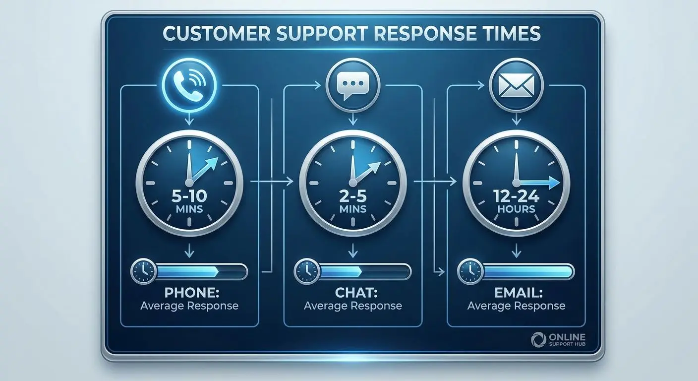 Diagrama de tempo de resposta por telefone chat e email
