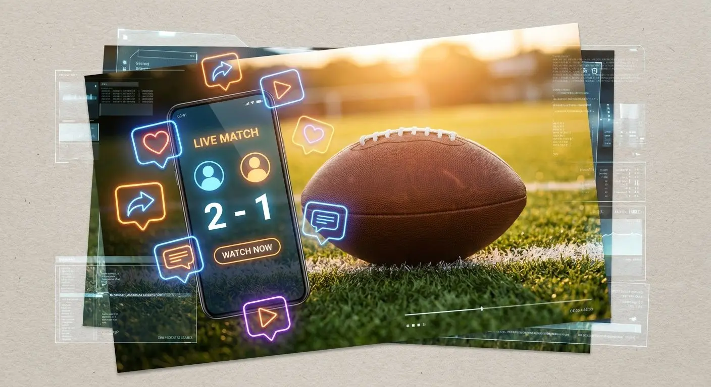 Ícones de redes sociais em contexto de futebol online