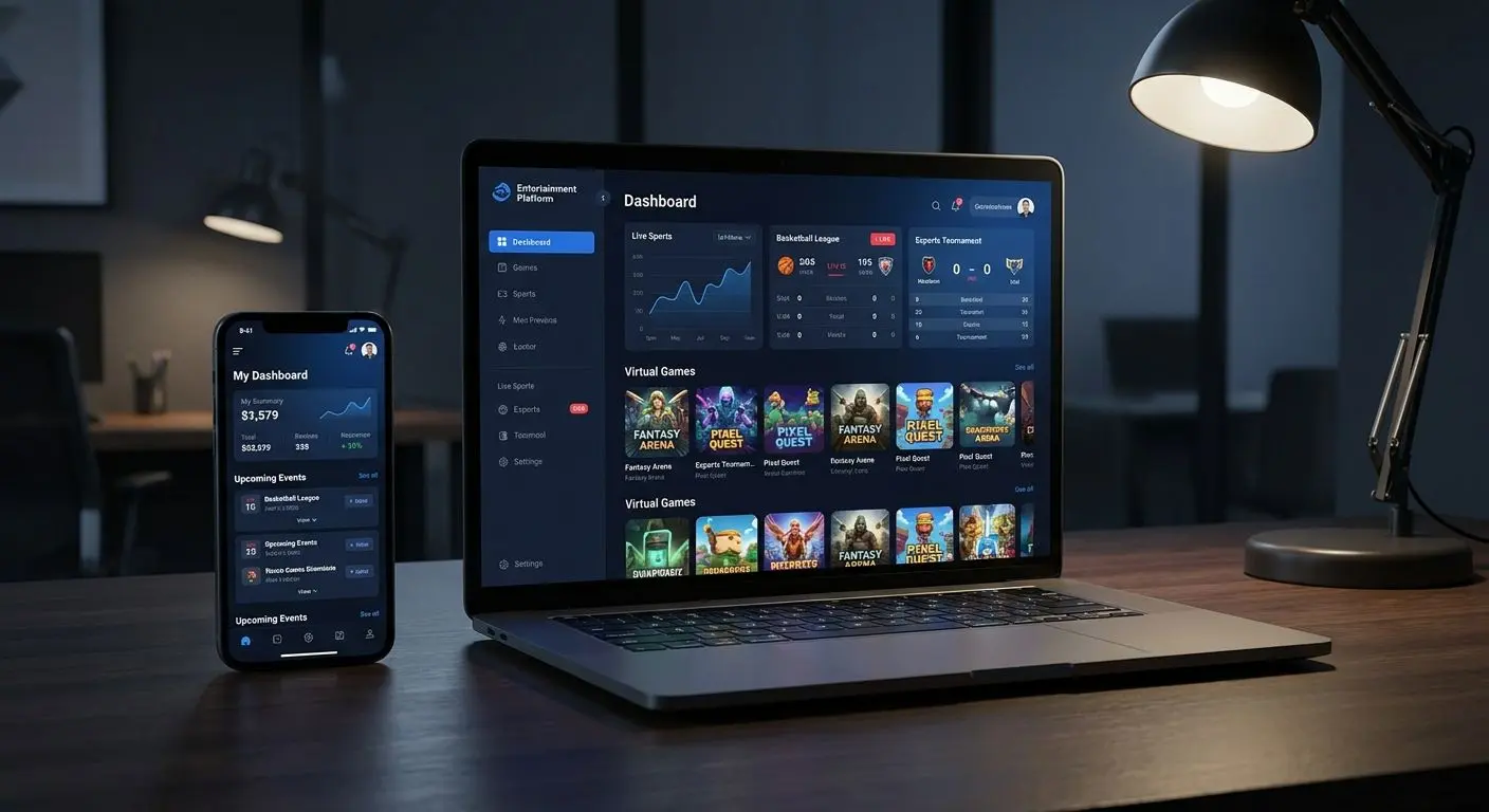 Interface genérica de plataforma online em portátil e telemóvel