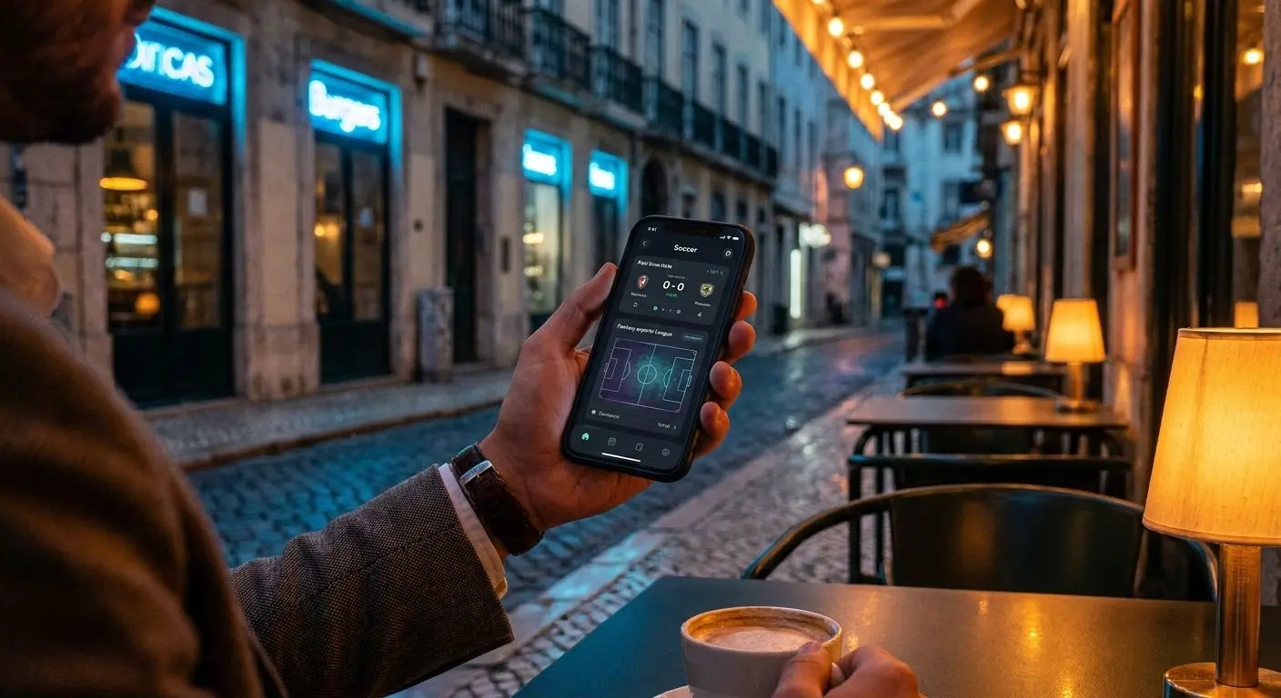 Utilizador a aceder à experiência móvel e app Solverde no telemóvel