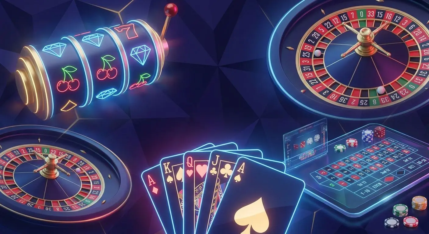 Colagem de vários tipos de jogos grátis como slots roleta e cartas