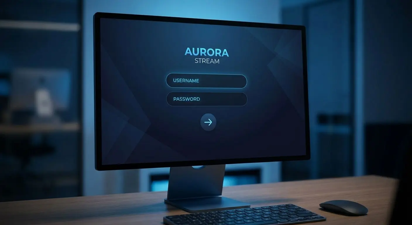 Ilustração de ecrã de login Ecrã com área de login genérica num site online