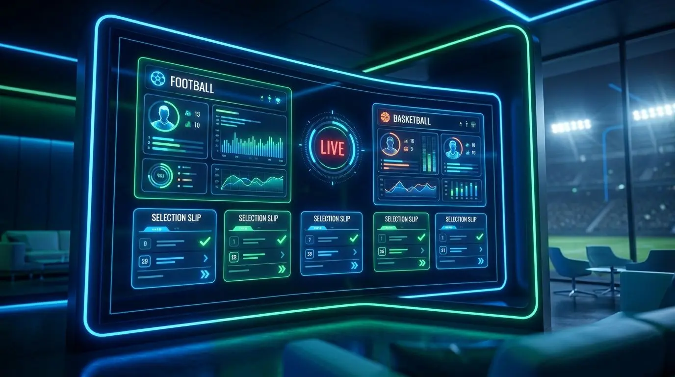 Promoções de desporto em interface ao vivo Interface genérica de desporto ao vivo com boletim digital
