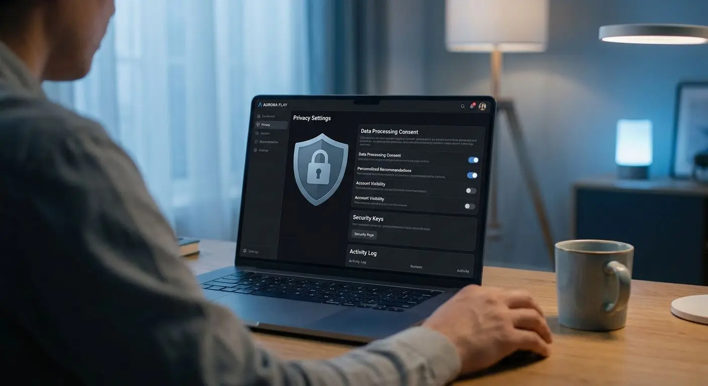 Utilizador a verificar definições de privacidade online